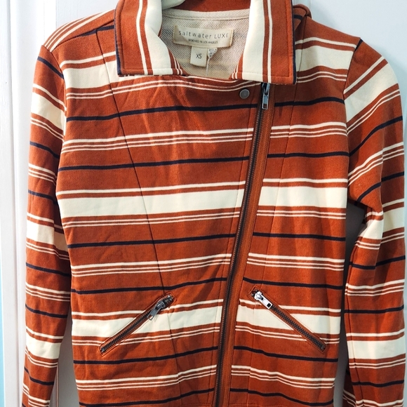 Saltwater Luxe Striped Jacket NWT Cream Navy Rust XS - Picture 1 of 6